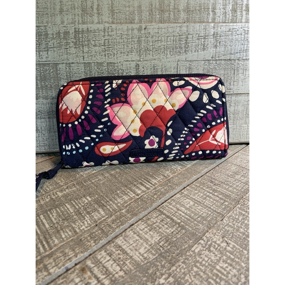 Vera Bradley Retired Twilight Paisley Zip around Wallet Blue Purple 8x4